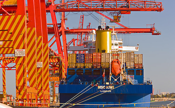 Container ships at Port of Melbourne