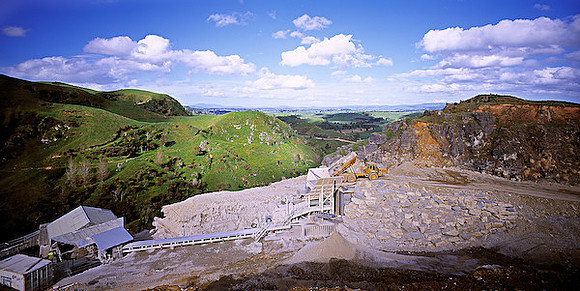 Rock crushing at mining site in New Zealand