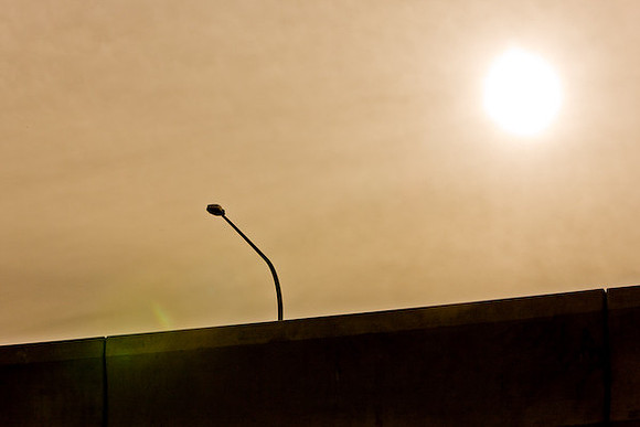 Detail: light pole on freeway edge