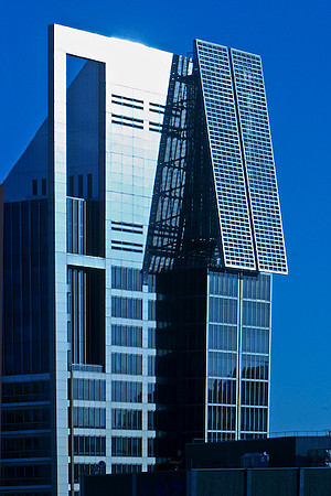 Solar panels on a city office building.