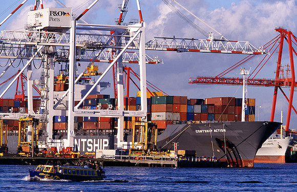 Container ships at Port of Melbourne