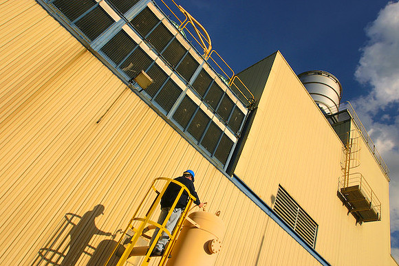 Workman servicing electrical power lines